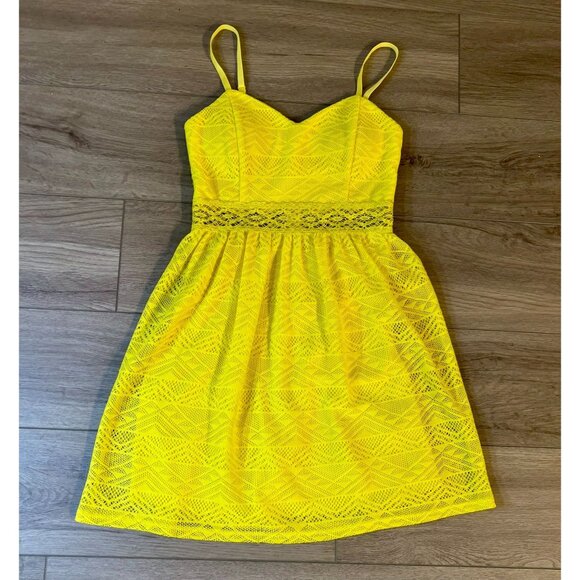 Sunny Yellow with Blue Ribbon Strapped Dress main image 1